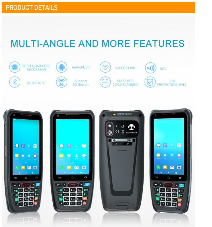 Personalize Logo IP66 Industrial Rugged 4G 4 Inch Handheld Terminal Wireless 1d 2D PDA Barcode Scanner Android with NFC Reader