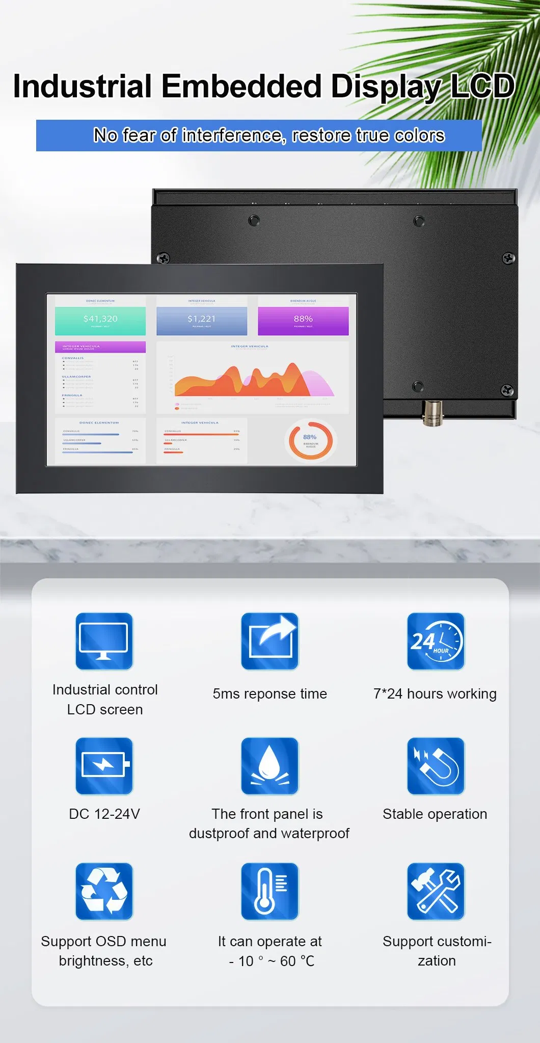 Factory 7 / 8 / 9 Inch Industrial Metal Vehicle Computer HDMI Panel Industrial Mini Monitor PC with IPS Screen Wall Mounted