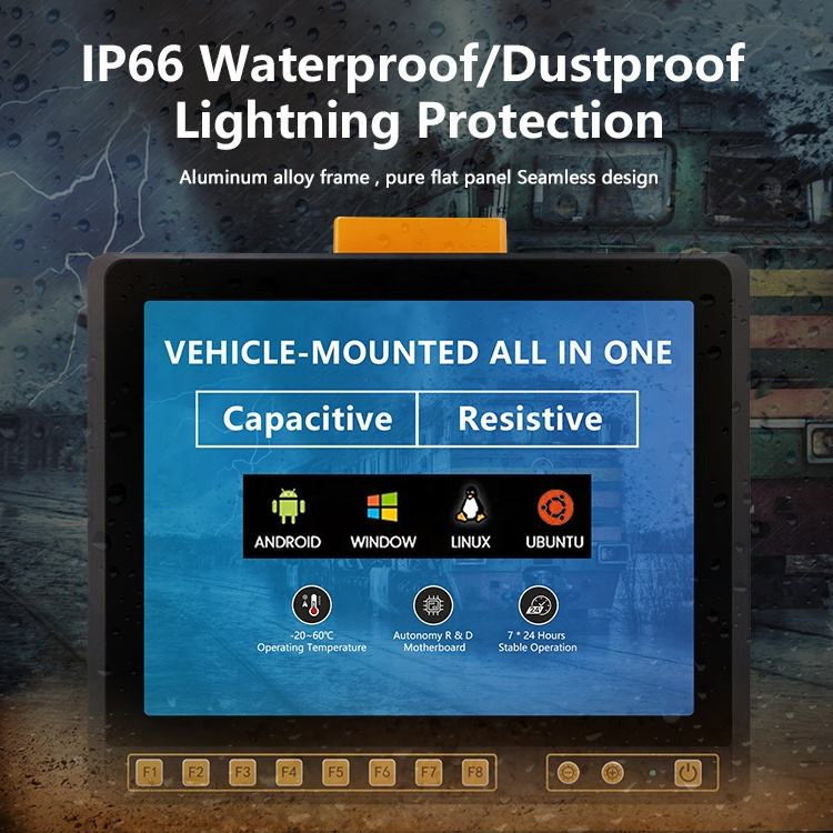 8.4 Inch Waterproof Embedded Fanless Industrial in-Vehicle Car Computer Win10 11/Linux Android for Intelligent Transportation