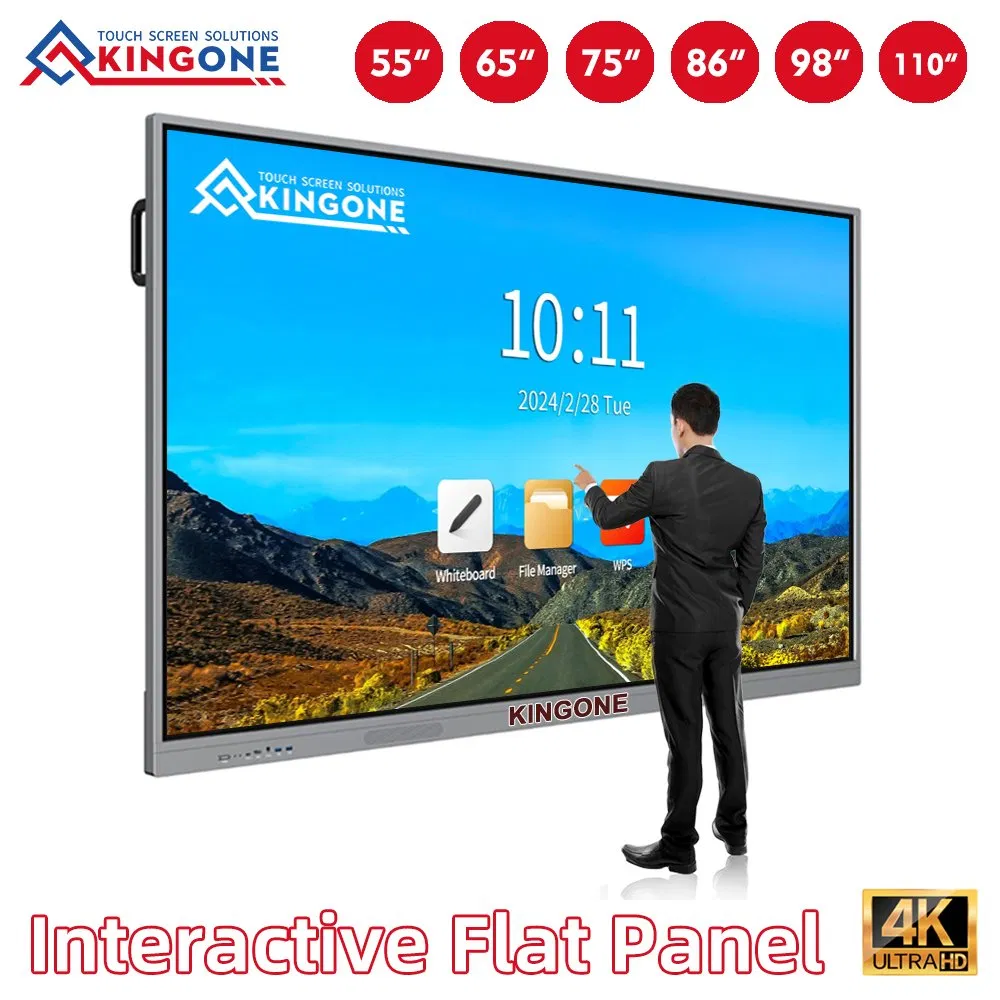 China 65 Inch All in One Interactive Flat Panel Touch Screen Whiteboard Smart Board Android System Wireless Projection Meeting Room