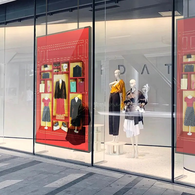 Semi Outdoor Shop Window Display High Brightness Window Display for Outdoor Facing Advertising Digital Signage