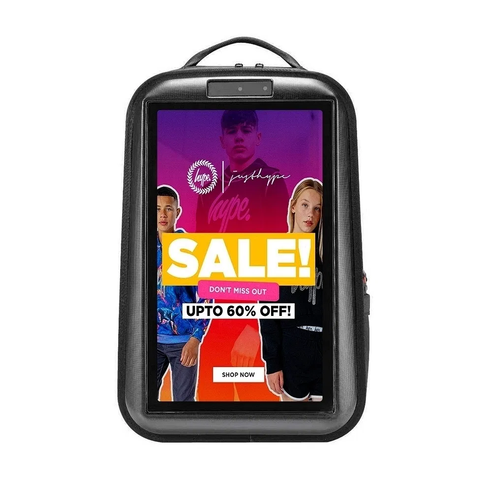 High Brightness Battery-Powered Outdoor Digital Advertising LCD Backpack Monitor Display for Advertising Agencies