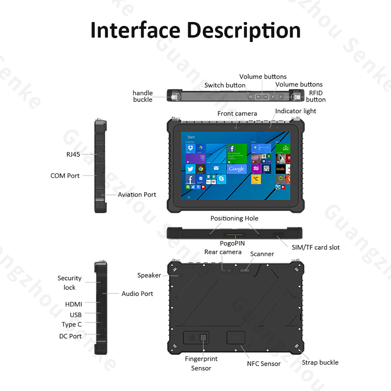 Rugged Tablet PC 10.1 Inch IP67 Waterproof N5100 Scanner Tablet Panel for Coal Mine Industrial Tablet