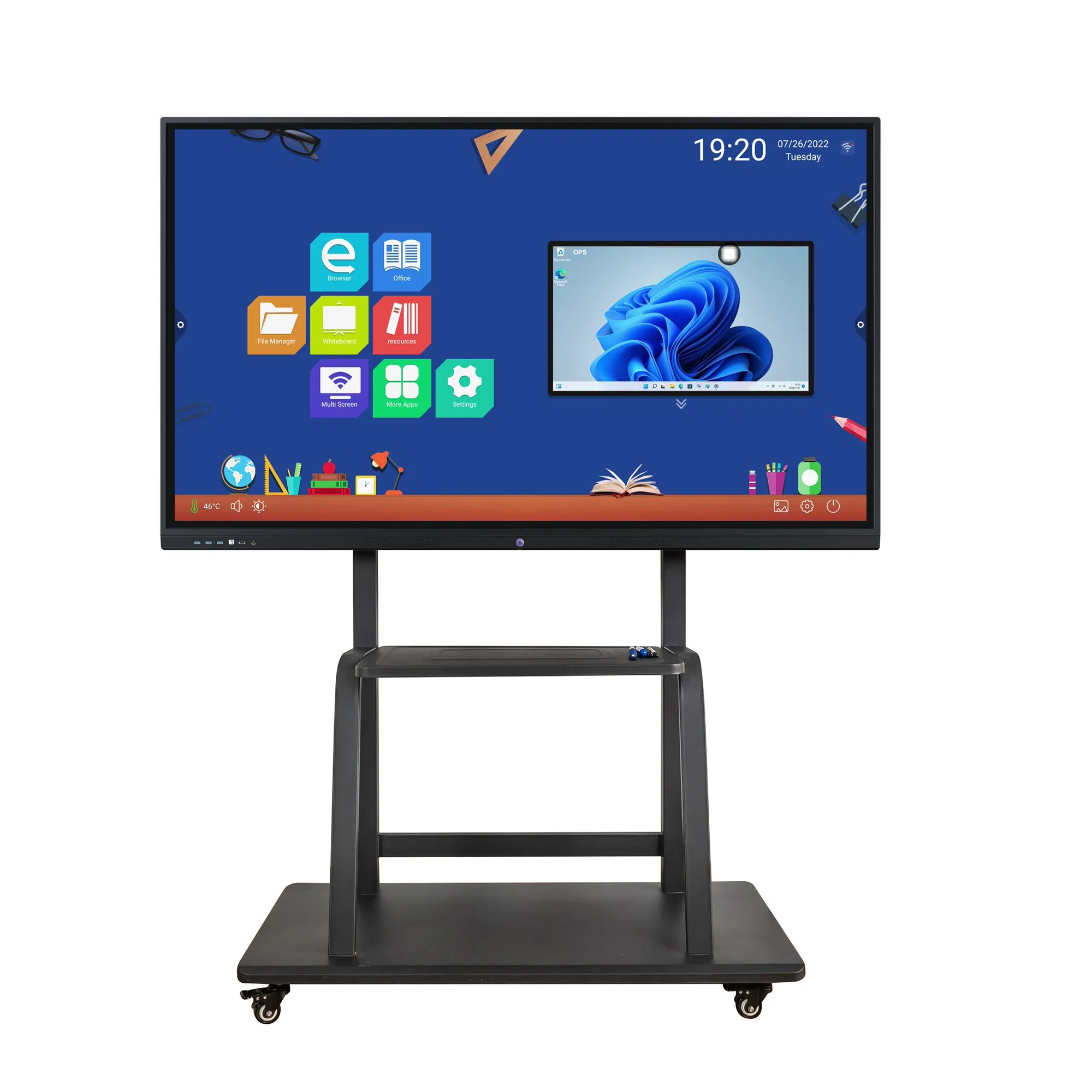 75 Inch Dual System Internet LED Touch Computer Touch Interactive Flat Panel Smart Board Miboard Kiosk Conference Meeting Whiteboard Display LCD