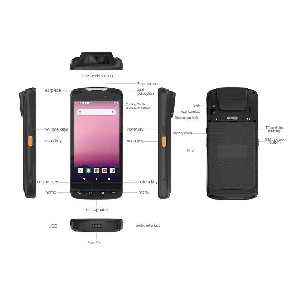 5 Inch Rugged Handheld Android 11.0 Data Collector Terminal for Logistic Ht50c
