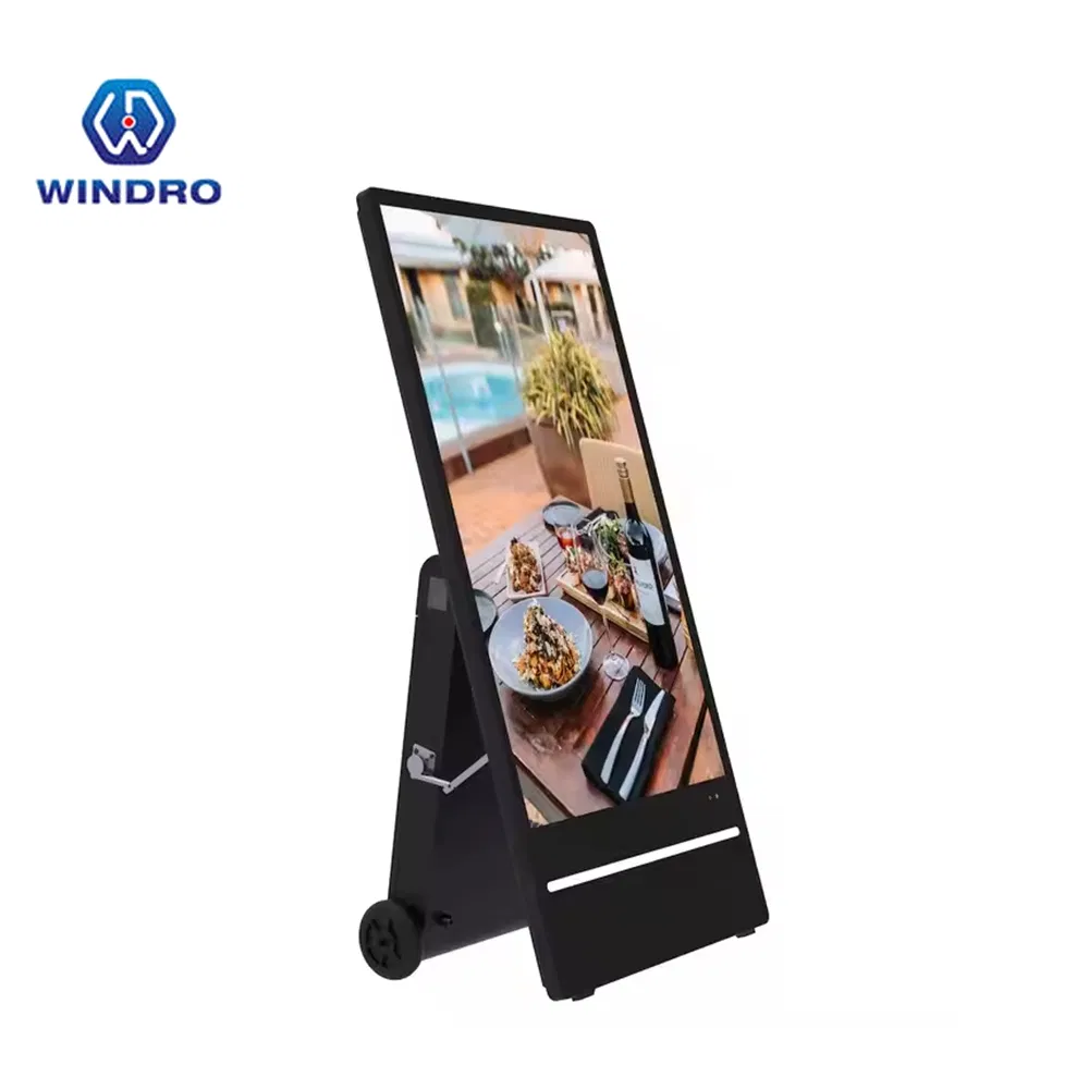 32 43 55 Inch Outdoor Digital Signage Poster High Brightness LCD Screen Video Display Ad Player Waterproof Foldable Portable Advertising Equipment Battery