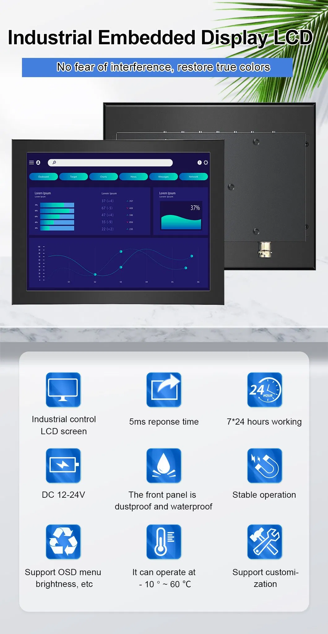 Factory 8" 9.7" Wall Mount IPS Square Touch Screen Industrial Metal Vehicle Computer HDMI Panel Mini Monitor PC