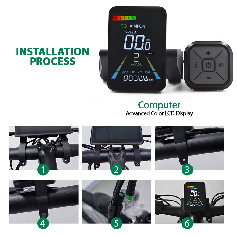 Rugged Ebike Screen for Leisure Rides with Bicycle Speed Mileage Computer