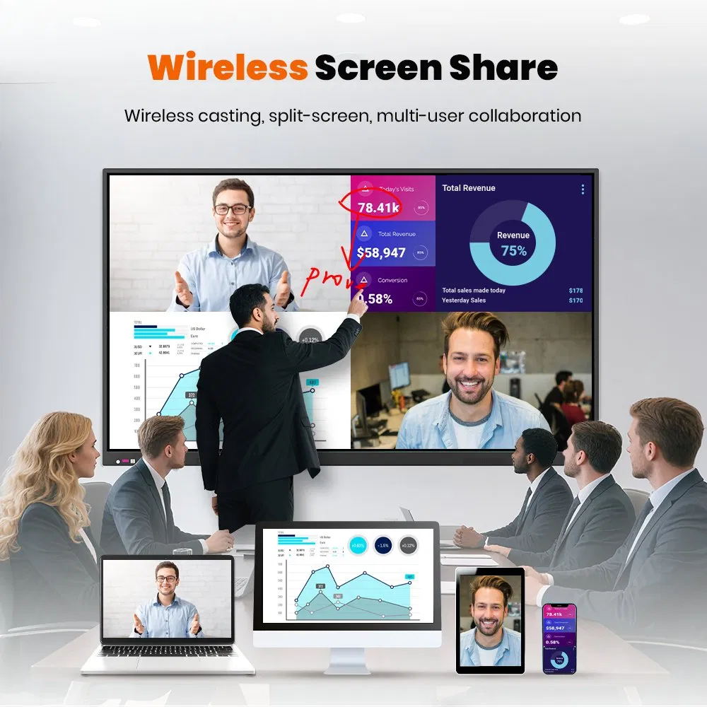 75 Inch Touch Screen Interactive Flat Panel All in One Smart Board for School Education