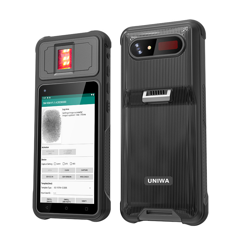 Uniwa F501 Android PDA Rugged 2D Barcode Scanner Handheld Terminal with Biometric Fingerprint Reader