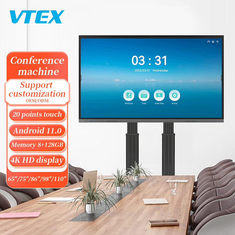 4K Ultra Thin 65 Inch Interactive Smart LED Conference Machine P1.875 All-in-One LED 4mm AG Tempered Glass All-in-One Display