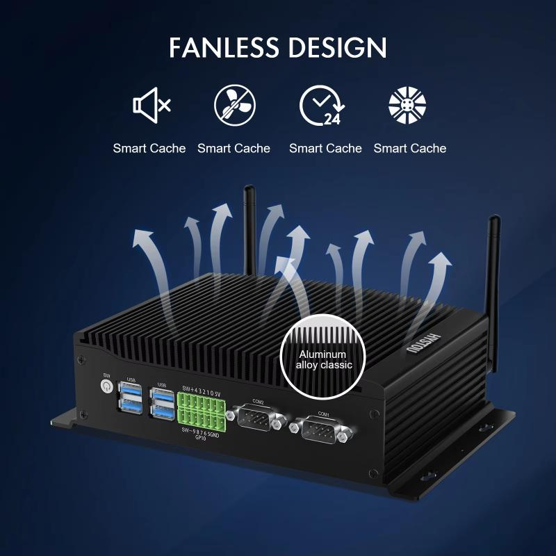 Hystou Gpio Intel Corei5 8th for Factory Use Pocket Mini PC DDR4 M. 2SSD Embedded Triple Display HD-Mi LAN COM Industrial Fanless Desktop Computer