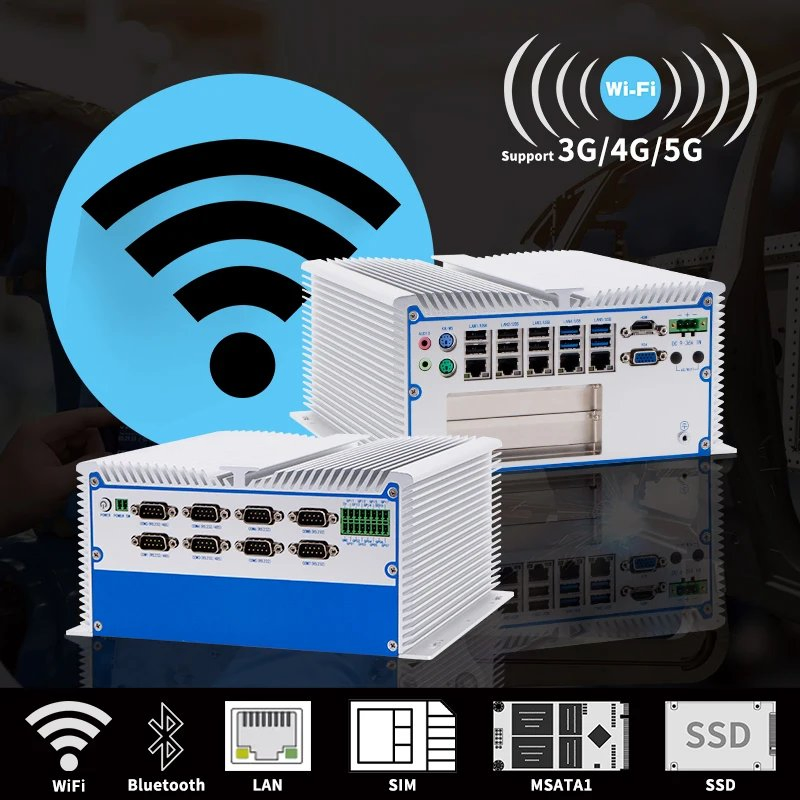 Fanless I3/I5/I7 Embedded Industrial Mini Box Computer with 1*DDR Iiii-3200 MHz, up to 16GB