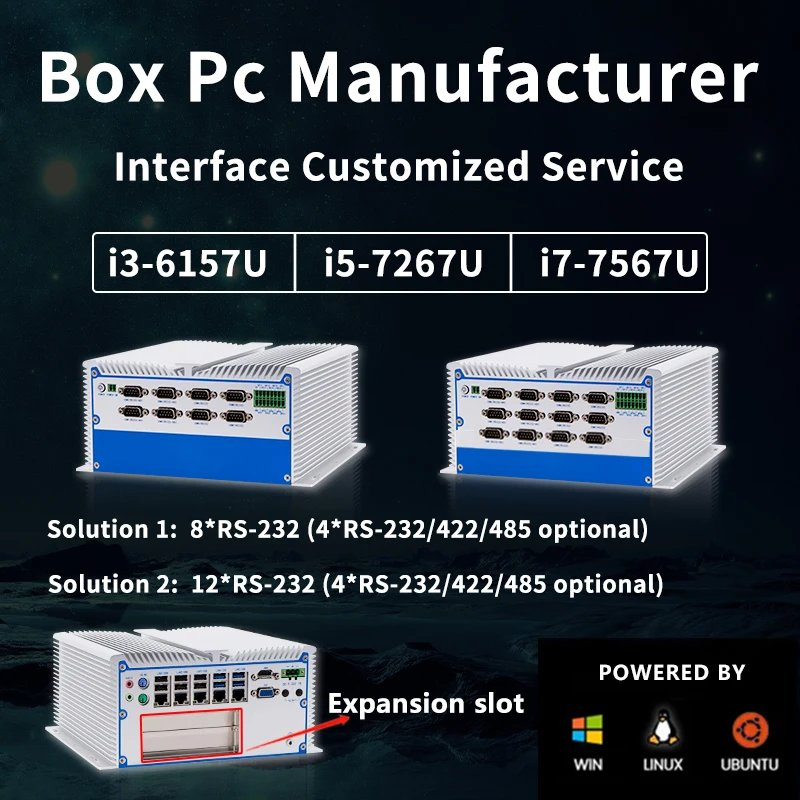 Fanless I3/I5/I7 Embedded Industrial Mini Box Computer with 1*DDR Iiii-3200 MHz, up to 16GB