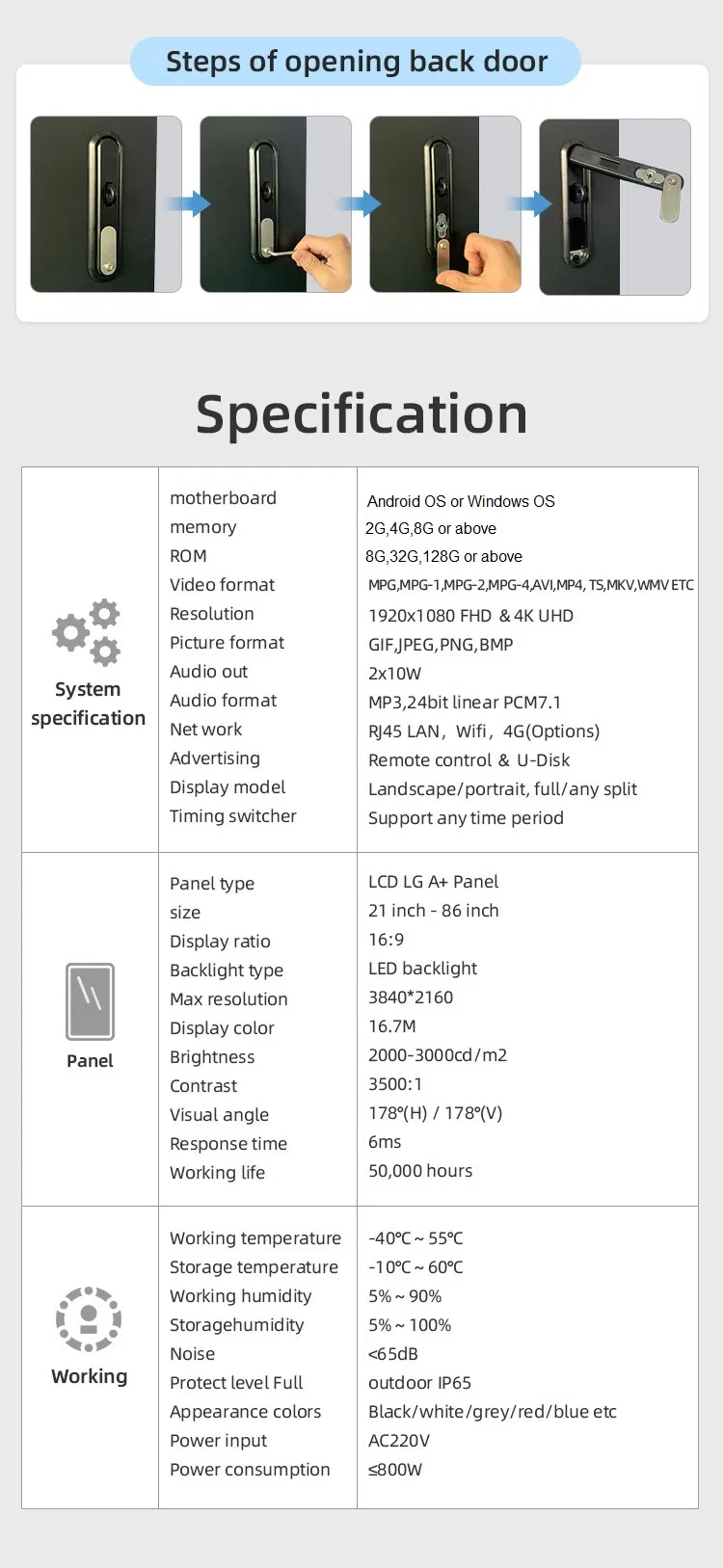 Outdoor Monitor Details