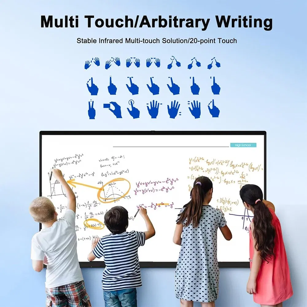 OEM ODM 98 Inch Smart Interactive Whiteboard LCD Touch Screen Display 4K UHD Flat Panel for School Classroom Training