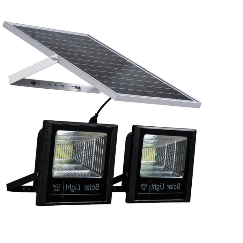 Solar Flood Light 200LED LED Lamp 80W High Lumen Outdoor Lighting System with Two Lamps Remote Control for Garden Way Wall Pole Lights Sensor