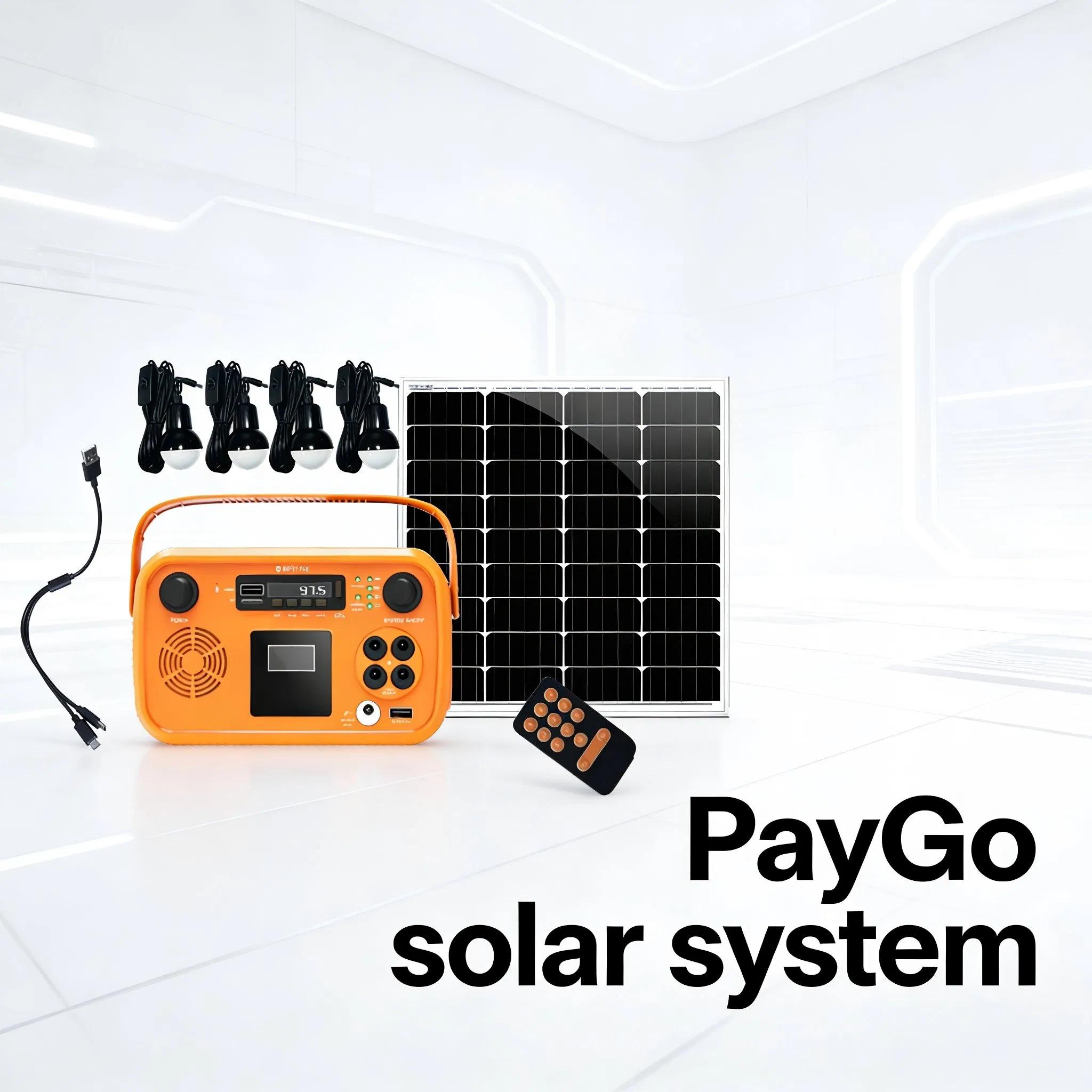 Pay-as-You Go Solar Home System with Radio/Bluetooth Speaker/Flashlight/ LED Bulbs