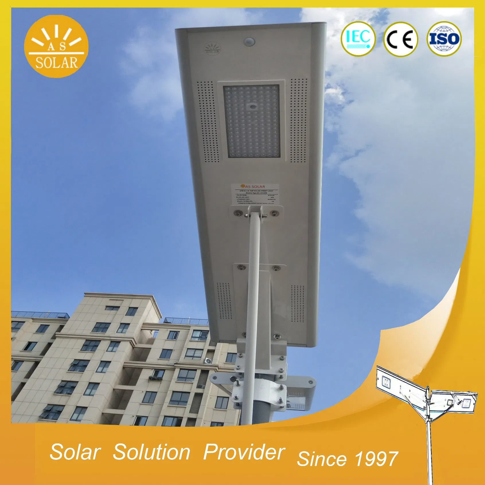 Factory Direct IP65 CREE Chip 50W Solar LED Street Lighting