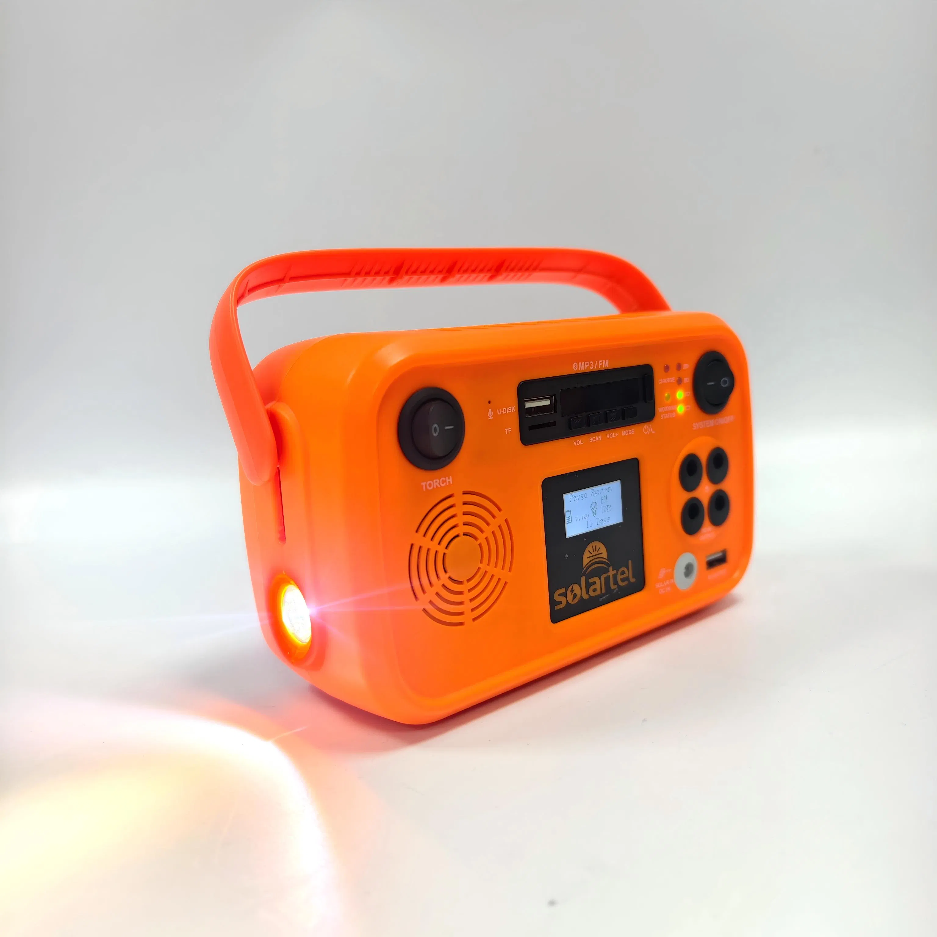 Portable Pay as You Go Solar Home System 4bulbs Flashlight Radio/Bluetooth