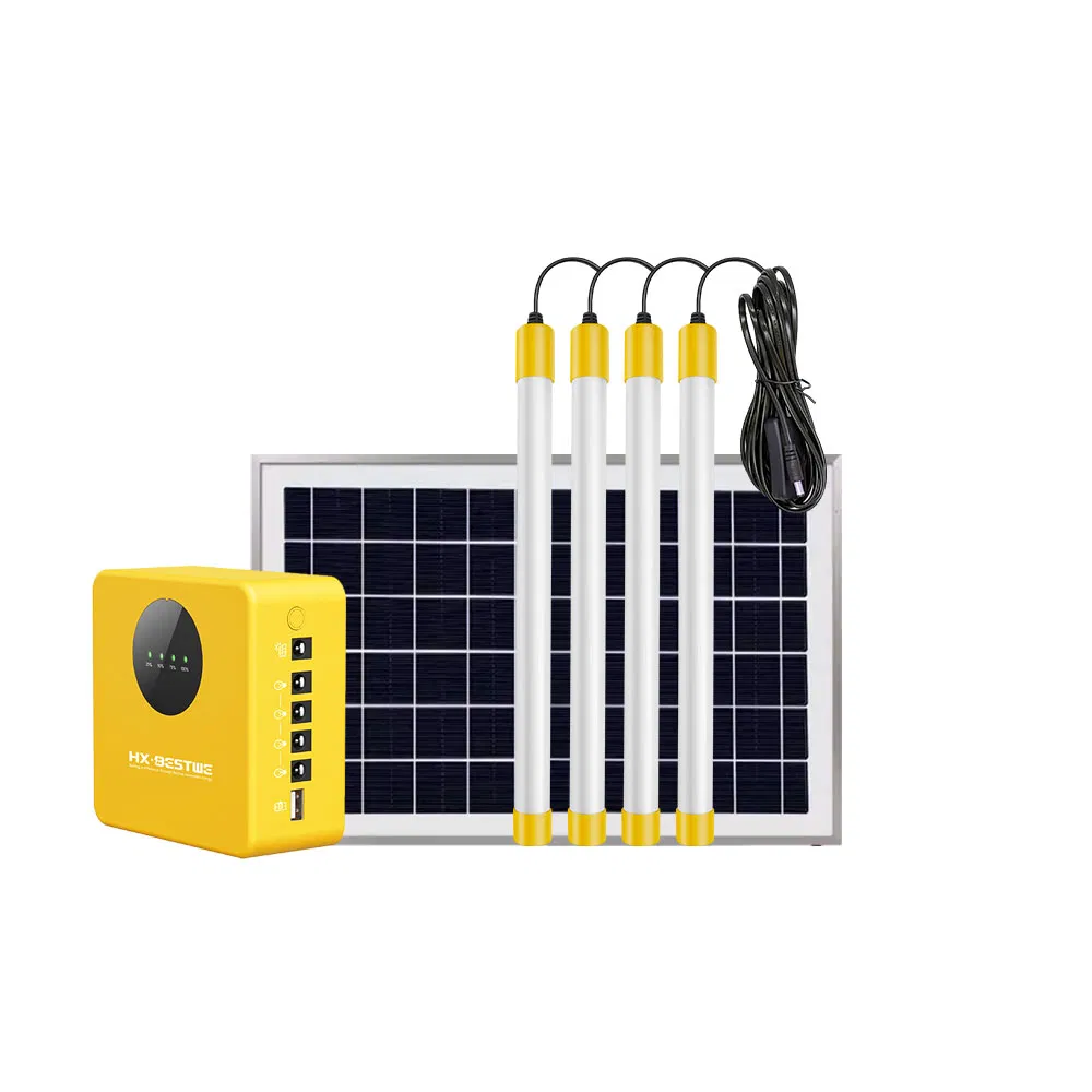 Solar Lighting System with Portable Phone Charge Solar Panel Home Power System Portable Lithium Battery Storage Energy System Smart 4 Lights Home System