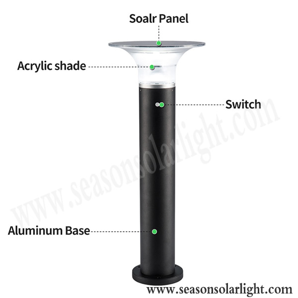 High Lumen Solar Lighting System Alu. Material Outdoor Garden LED Solar Bollard Lighting