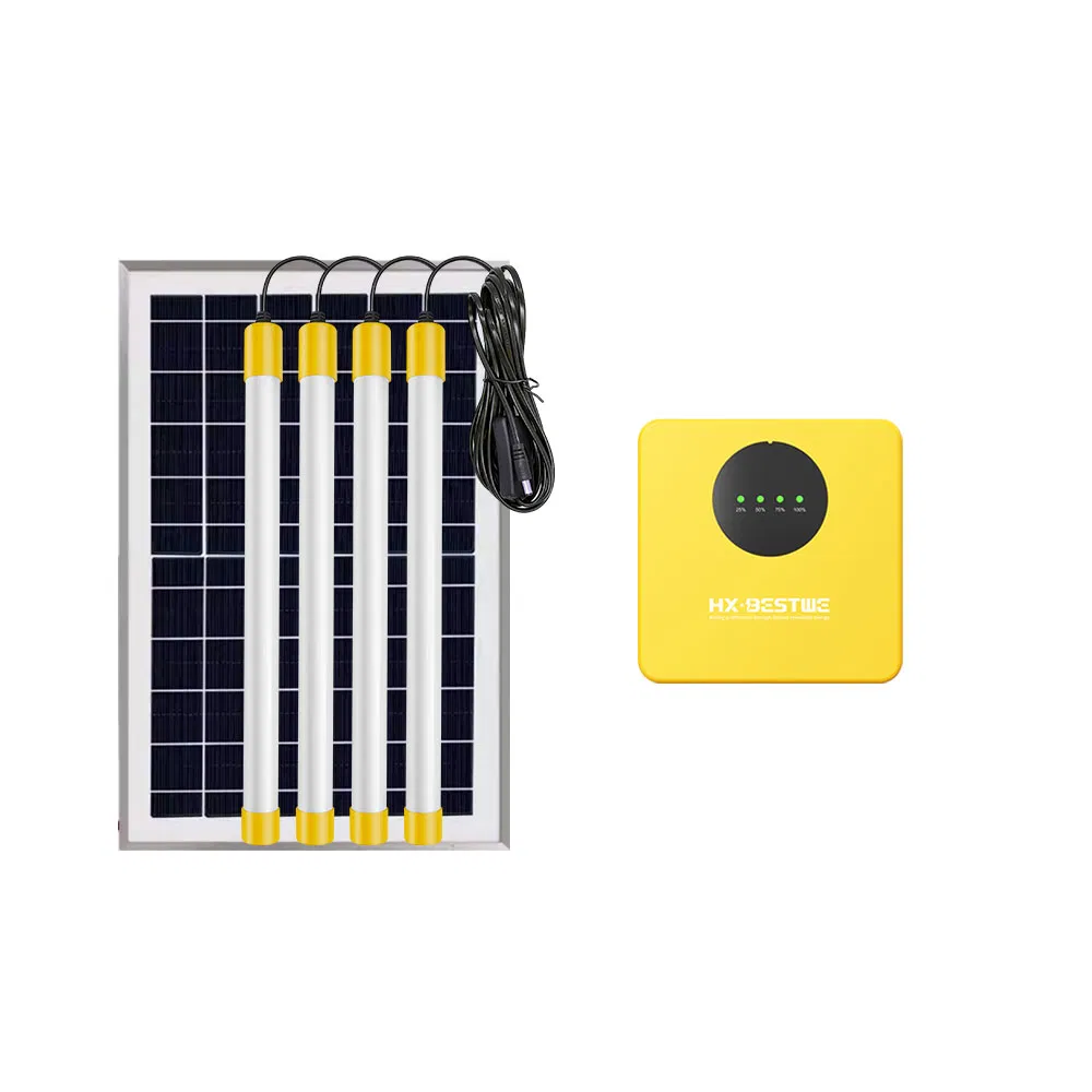 Solar Lighting System with Portable Phone Charge Solar Panel Home Power System Portable Lithium Battery Storage Energy System Smart 4 Lights Home System