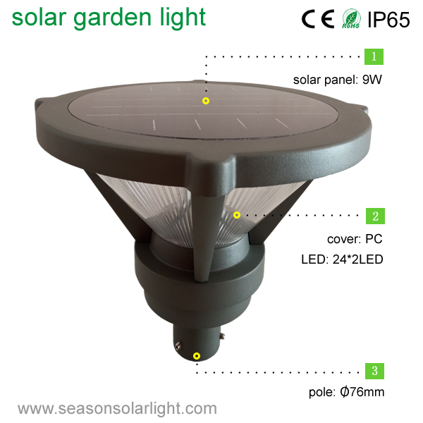 2023 Nice Style Solar Power System Project Light Pole Outdoor 9W Solar Garden Lighting