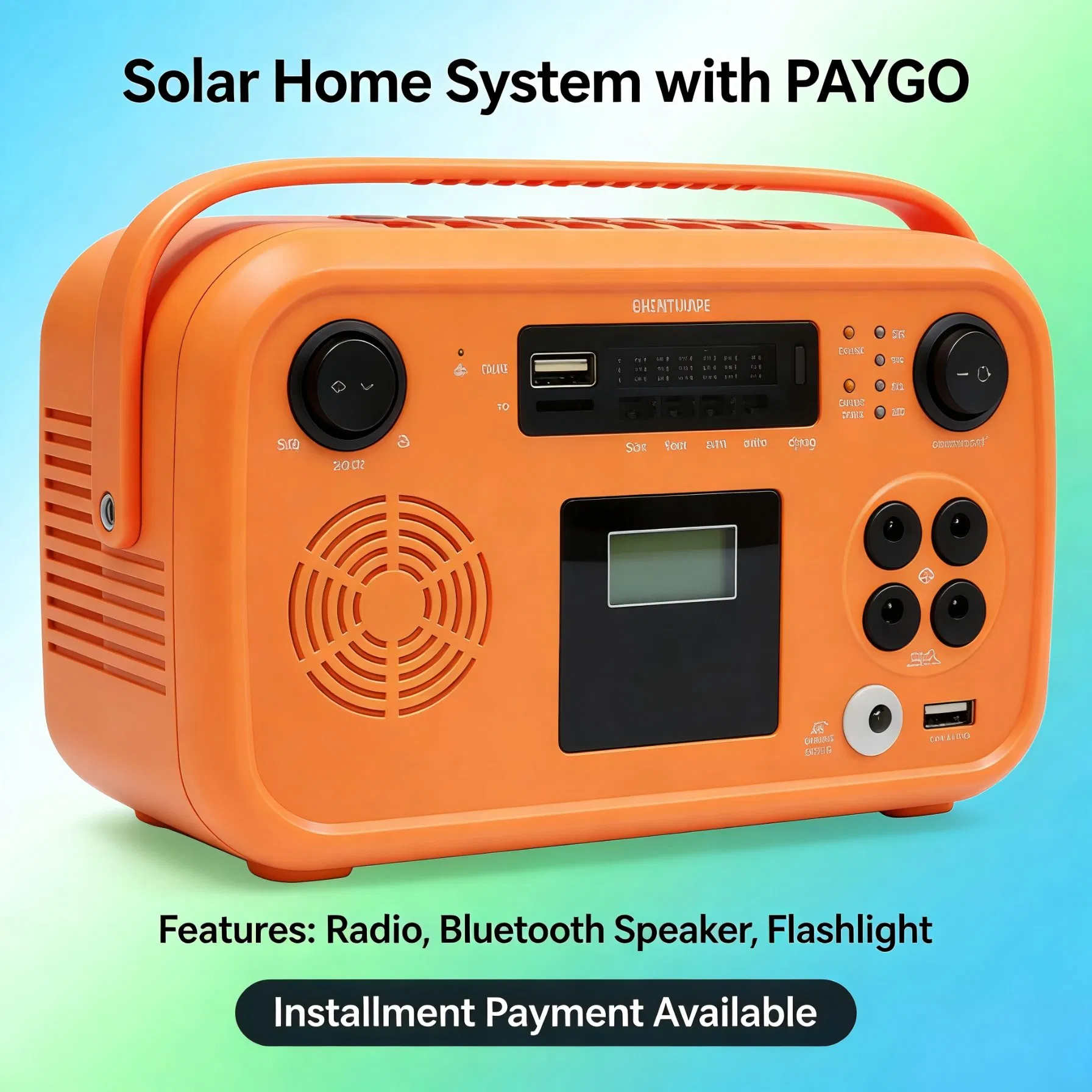Portable Pay as You Go Solar Home System 4bulbs Flashlight Radio/Bluetooth