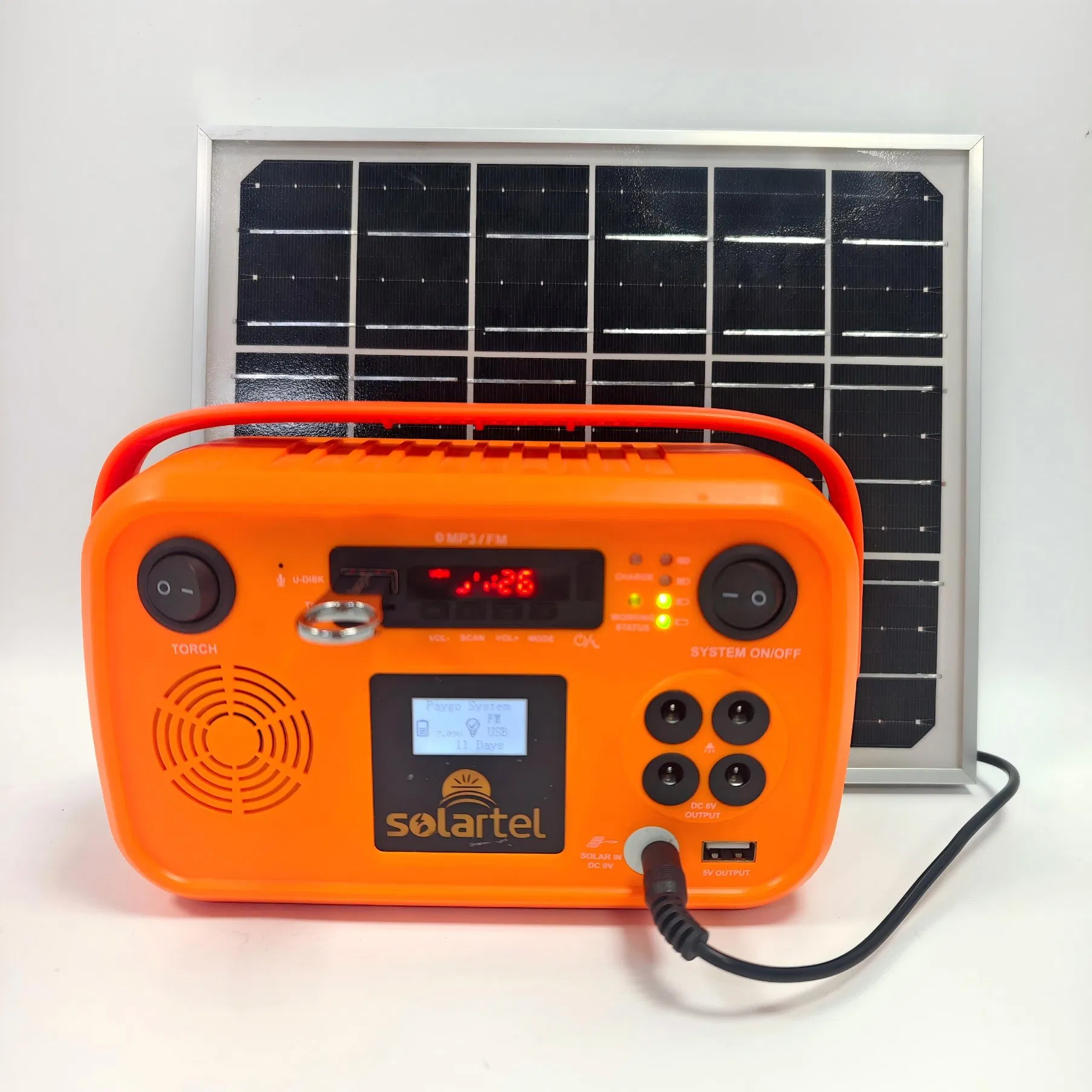 Portable Pay as You Go Solar Home System 4bulbs Flashlight Radio/Bluetooth