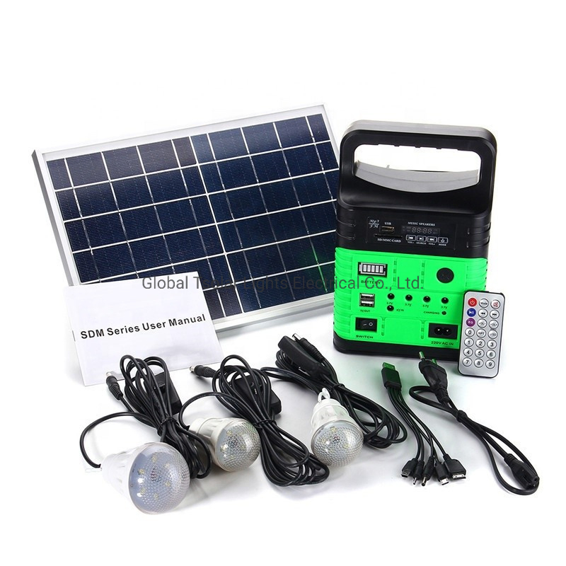 LED Solar Home Power System of Lighting Solar Power Kit Home Security System Solar Radio Solar FM Rechargeable LED Bulbs Solar Home Lighting System