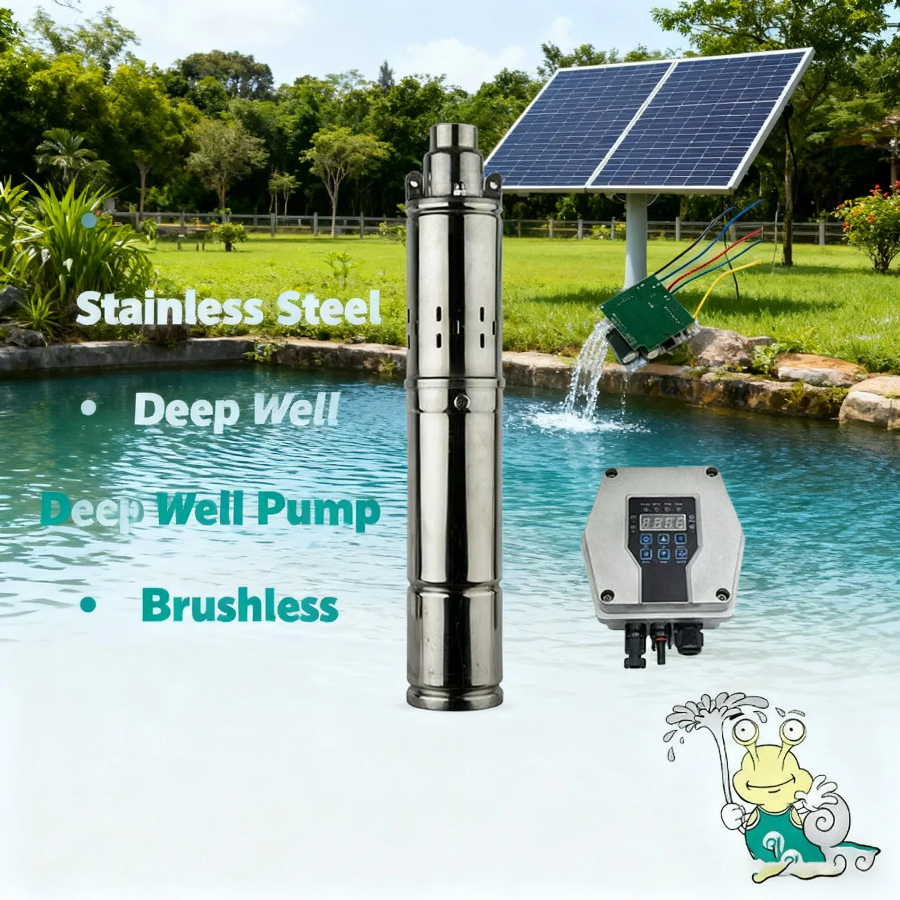 DC Solar Powered Screw Pump System with External Controller, off-Grid Pumping Solution for Borehole and Irrigation