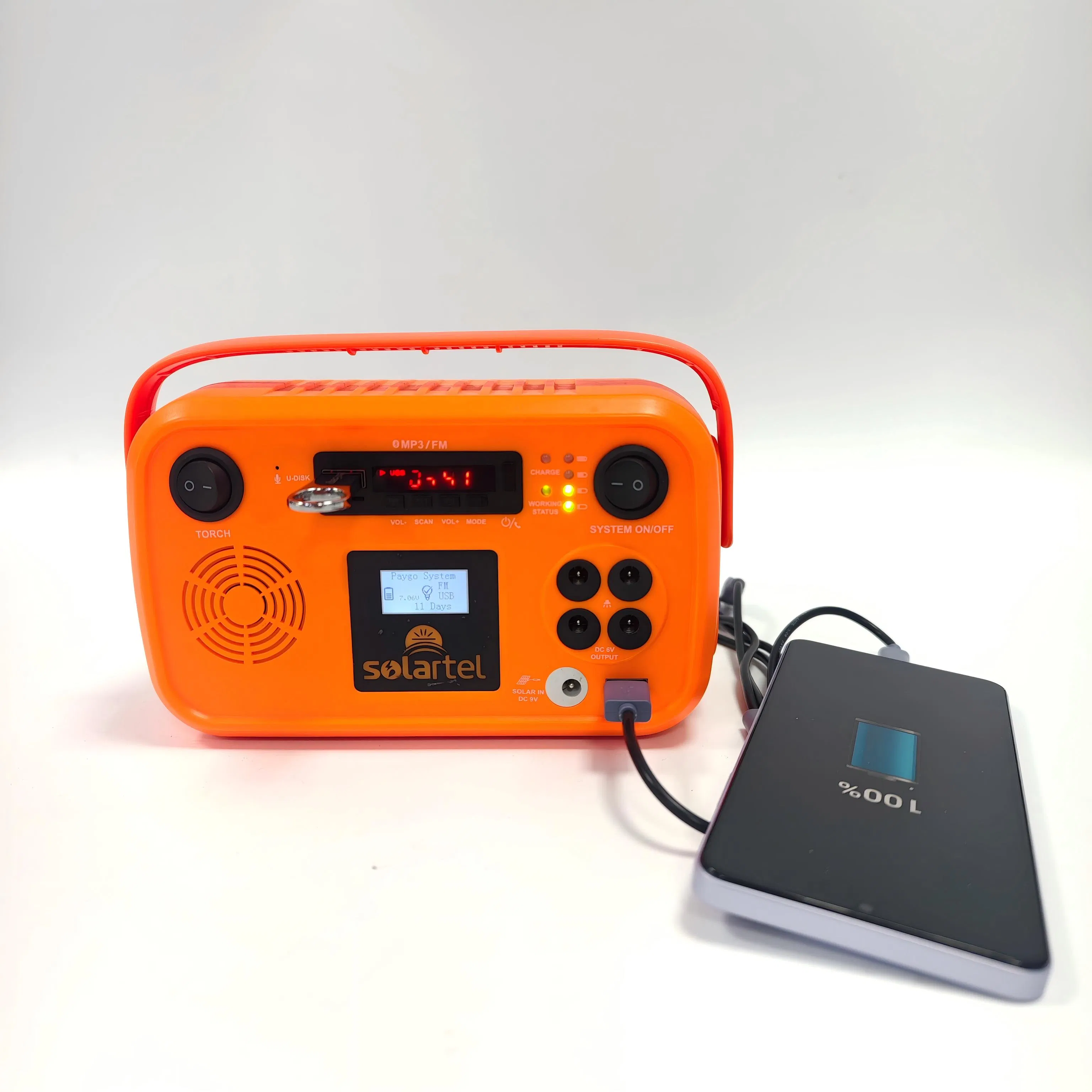 OEM/ODM/SKD Pay as You Go Solar Home System 4bulbs Flashlight Radio/Bluetooth