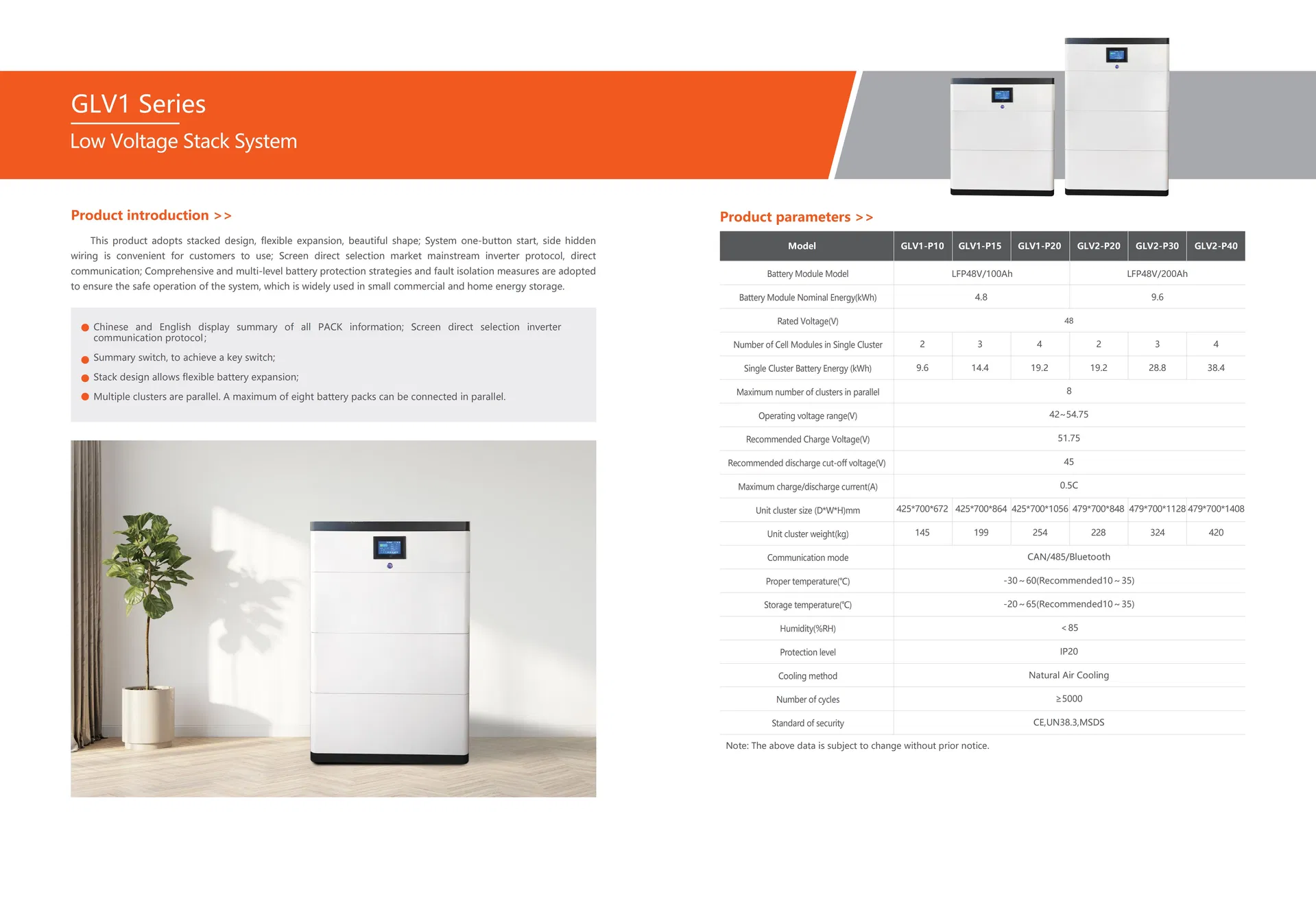 Low Voltage Stack Energy Storage System