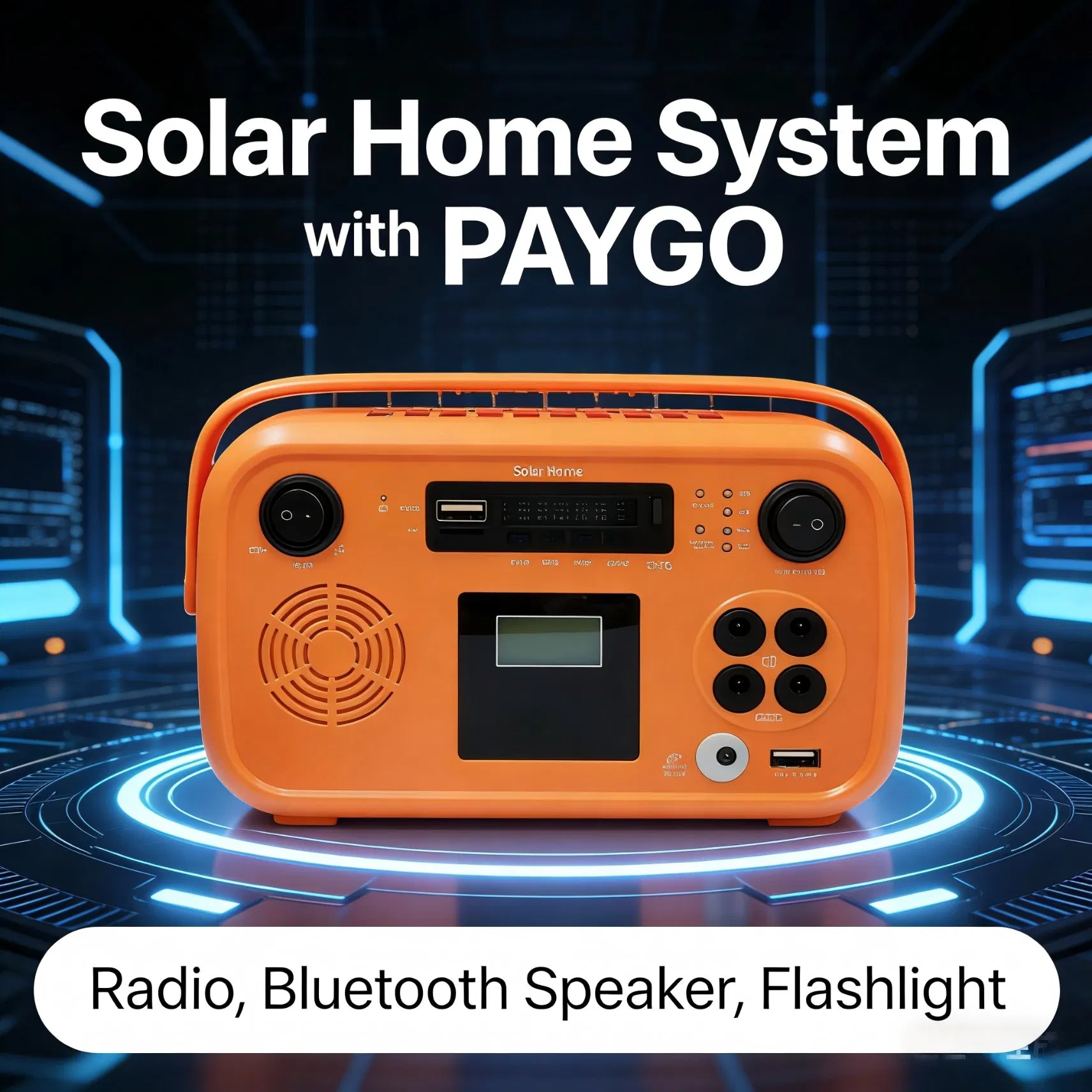 OEM/ODM/SKD Pay as You Go Solar Home System 4bulbs Flashlight Radio/Bluetooth