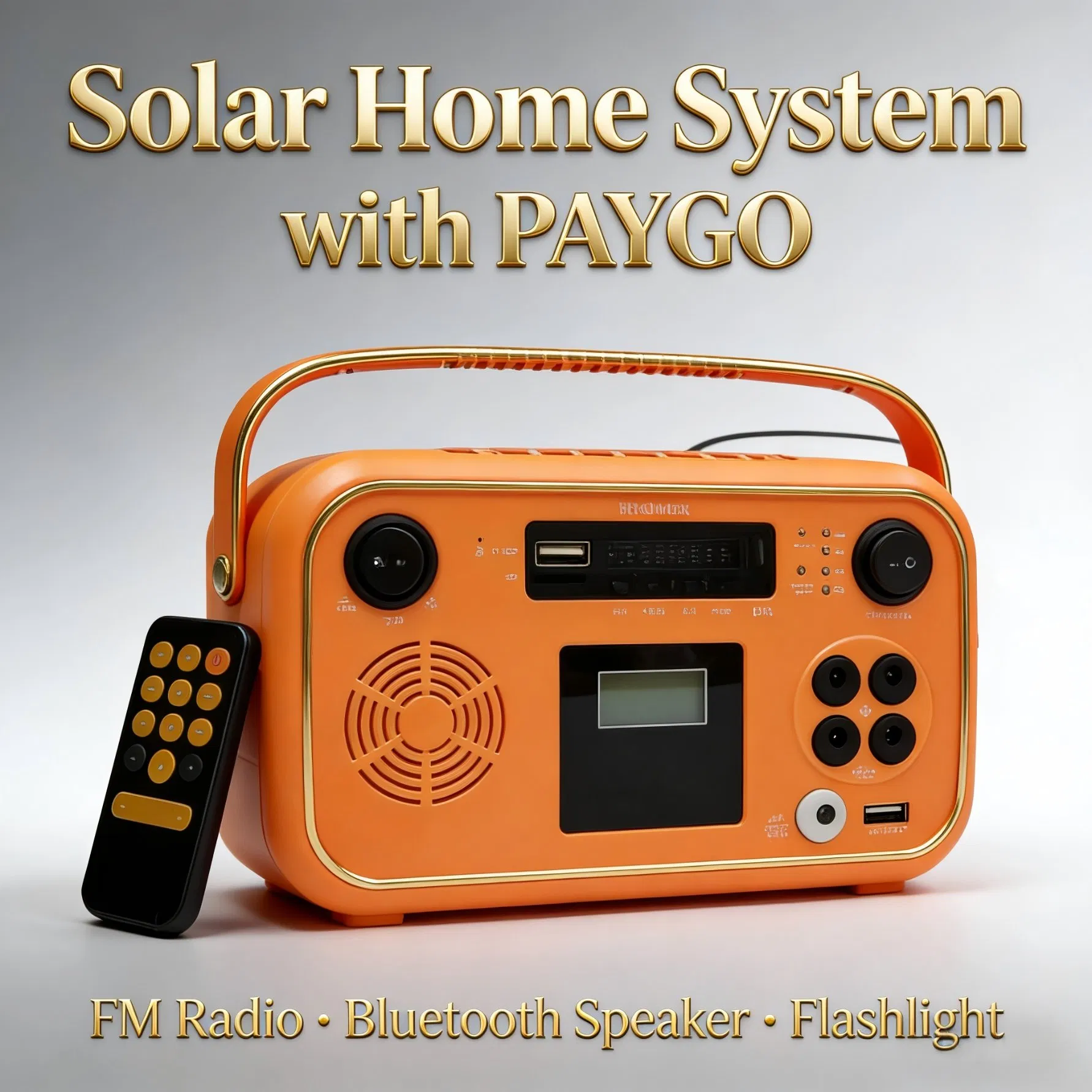 Paygo Solar Powered Home System with Radio/Bluetooth Speaker/Flashlight/ LED Bulbs