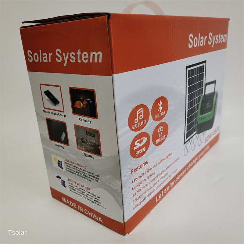 Factory Directly Selling Mini Solar System Home Lighting Kit with Radio LED Flashlight