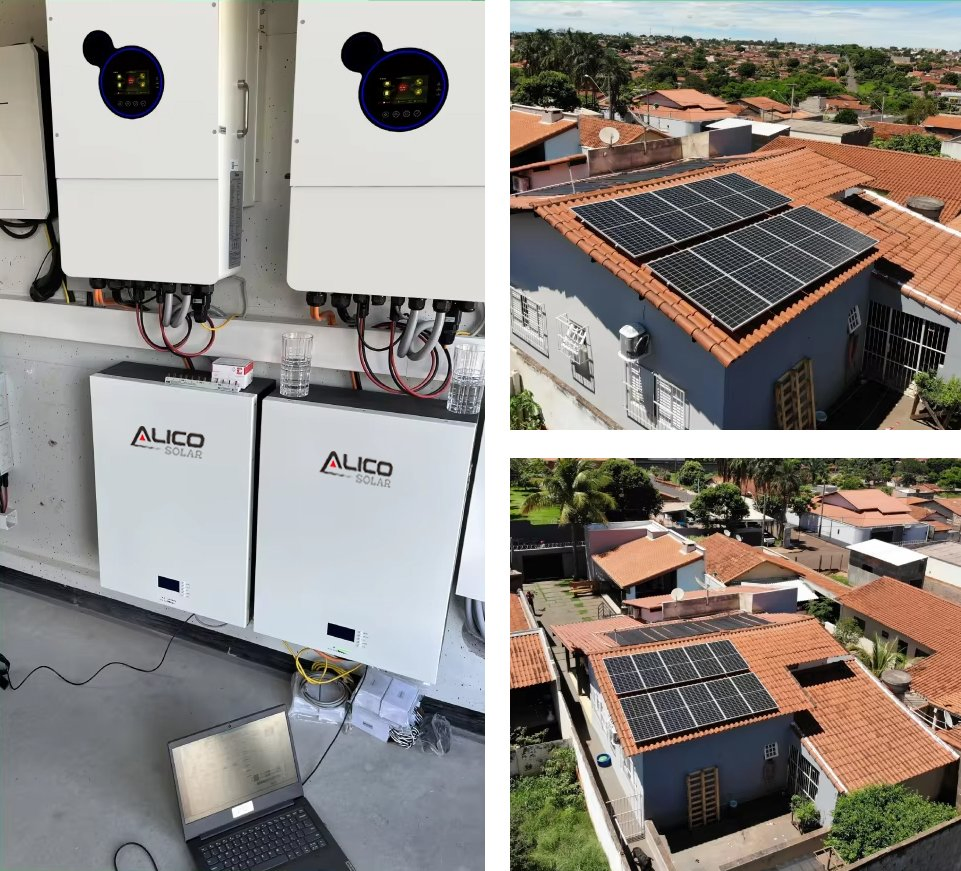 10kw Hybrid on Grid Home Potovoltaic Solar System 10kVA with PV Solar Panel Module LiFePO4 Lithium-Ion Battery Energy Storage Solar Grid Til Inverter