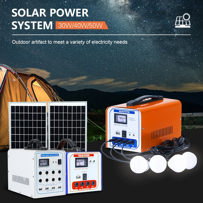 Portable High Quality Energy Saving Security Protection LED Lighting Camping Solar Home Solar Power System