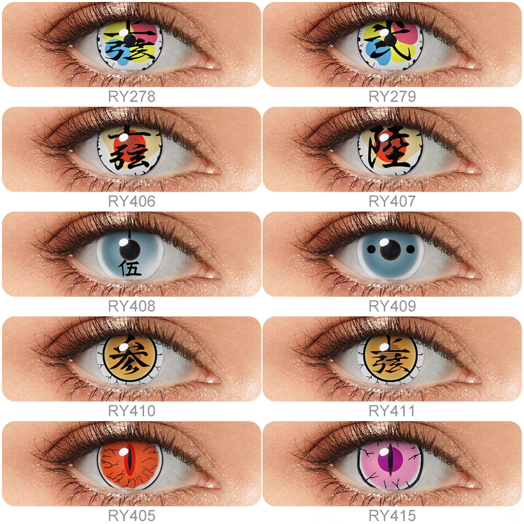 New Arrival Pseyeche Sharingan Lens Eye Contact Lenses Chinese Letter Soft Yearly Halloween Contact Lenses Lente or Cosplay