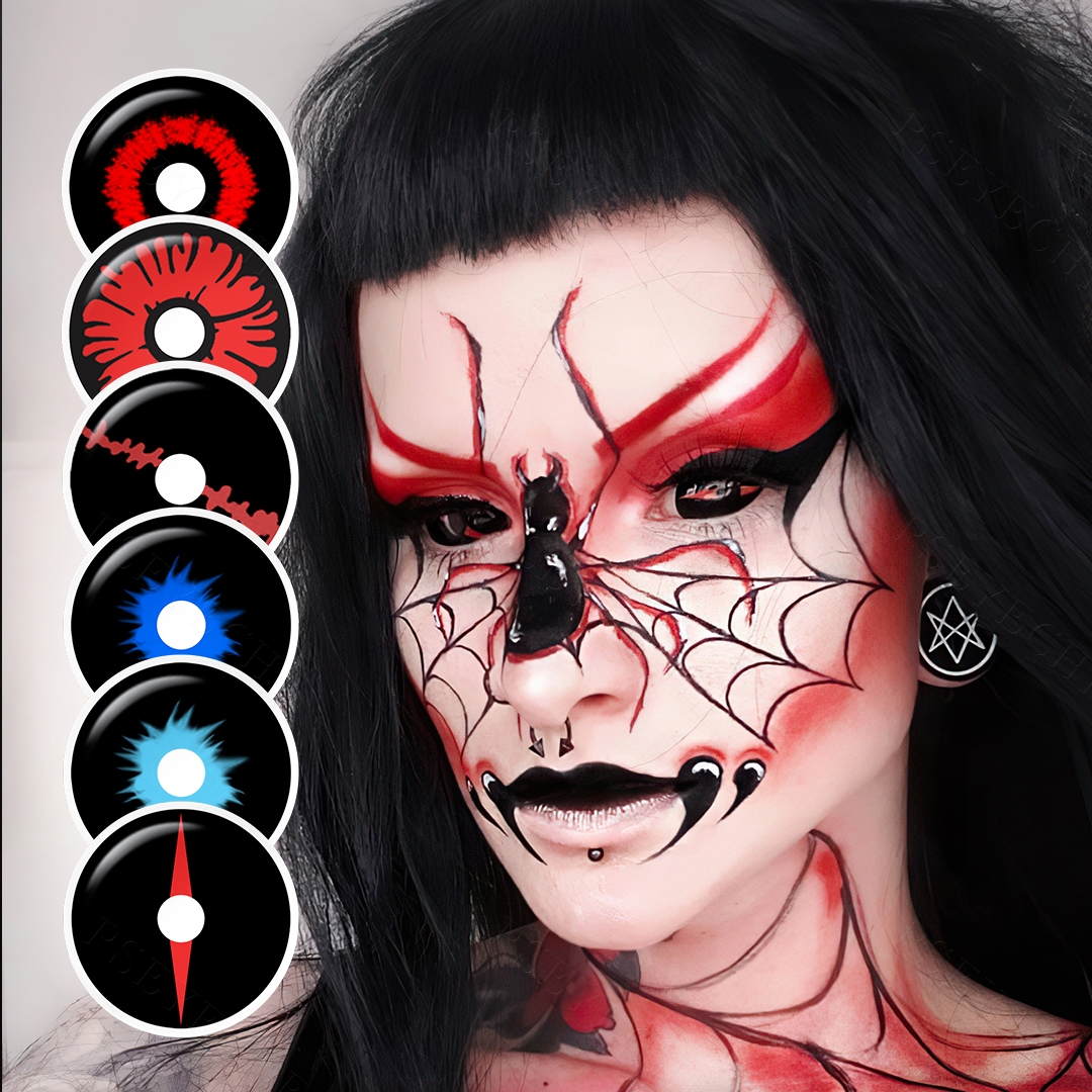 Free Shipping Pseyeche Sclera Lens 22mm Cosplay sharingan Contact Lenses Redlash Sclera Lenses sharingan Contact Lenses