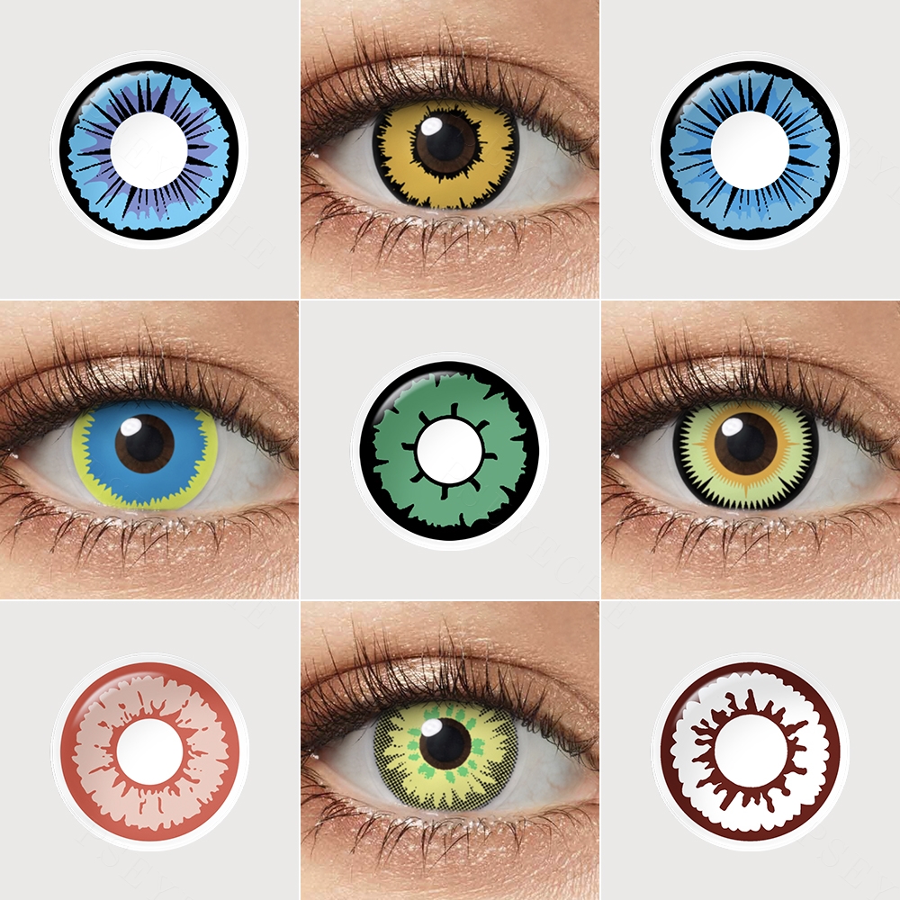 Popular Halloween Costume Crazy Eyes Contact Lens  Psyeche Brand Soft HEMA Korea Material 40% Water 14.50mm Coral Contact Lenses
