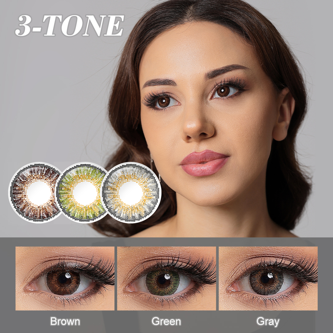 Free Shipping 3 Tone Color Contact Lenses Freshgo Natural Lentes De Contacto Eyewear Yearly Lenses Eye Contact Kontaktlinsen