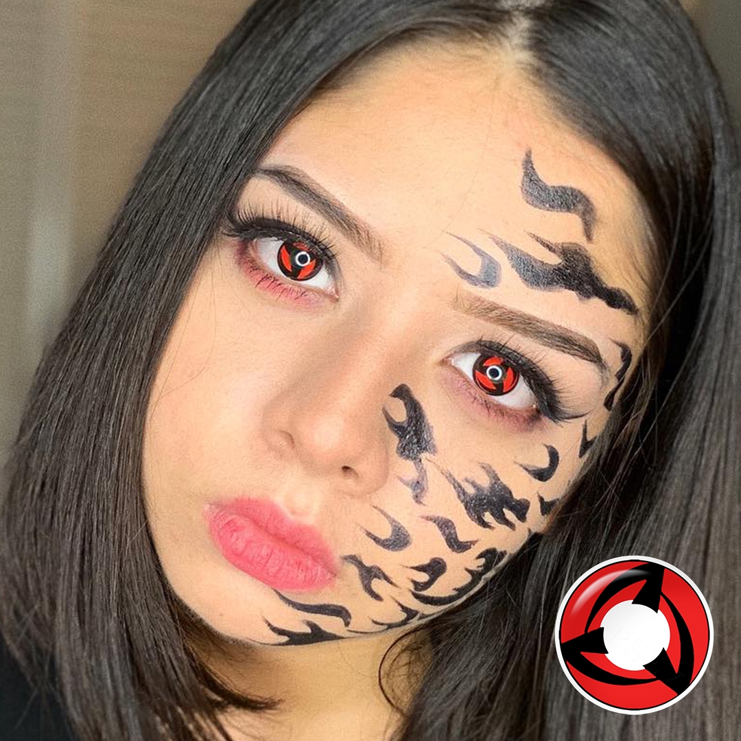 Hot Sale Halloween Sharingan Eye Contact Lenses Soft Yearly Japan Cartoon Red Color Contact Lens