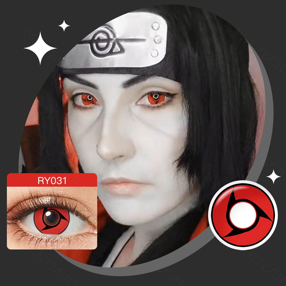 Hot Sale Halloween Sharingan Eye Contact Lenses Soft Yearly Japan Cartoon Red Color Contact Lens