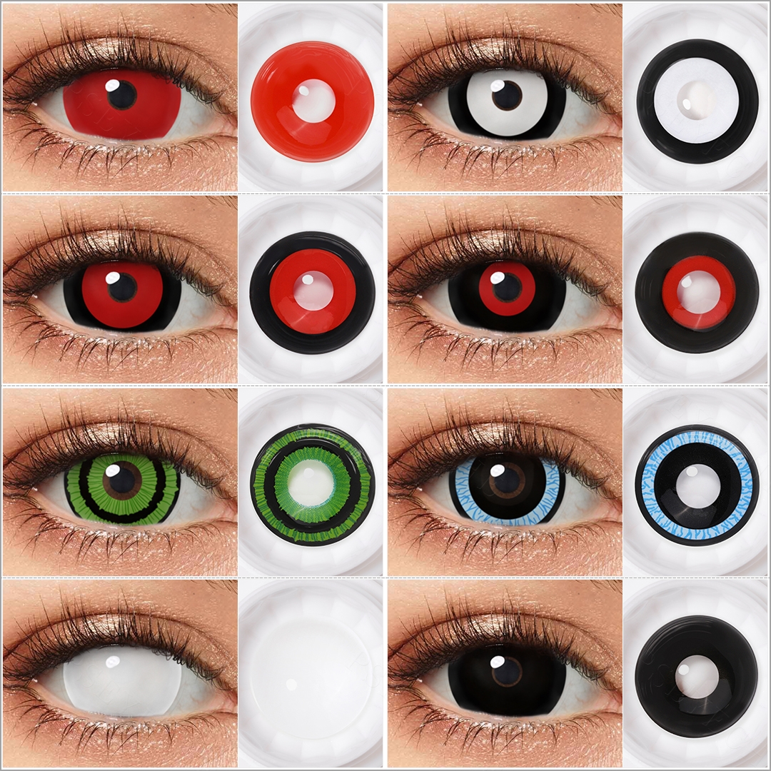 Pseyeche Mini Sclera Infrared Contact Lenses for Halloween Cosplay Crazy Eye Contacts Hollywood Contact Lens Lentille sharingan