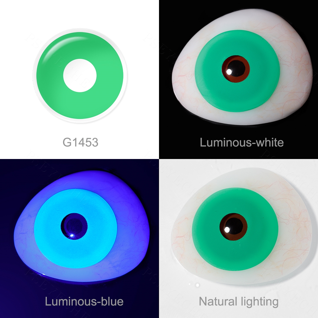 Free Shipping UV GLOW Contact Lenses Korea 17mm Diameter Party Time Crazy Lens Yearly Color Eye Contacts Lighting in the Dark