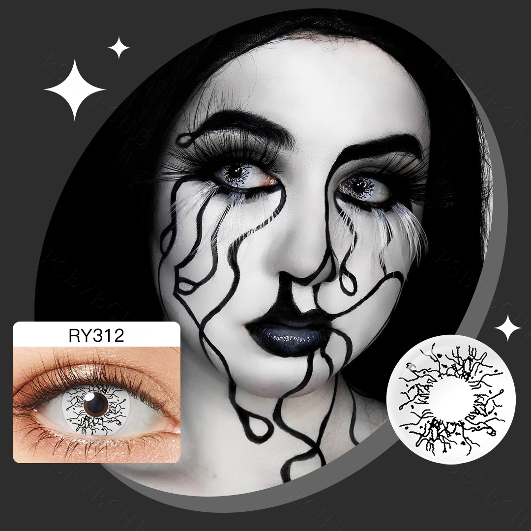 Free Shipping Pseyeche Dancer Ghost Skeleton Cross Halloween Cosplay Contacts Zebra Print Contact Lenses