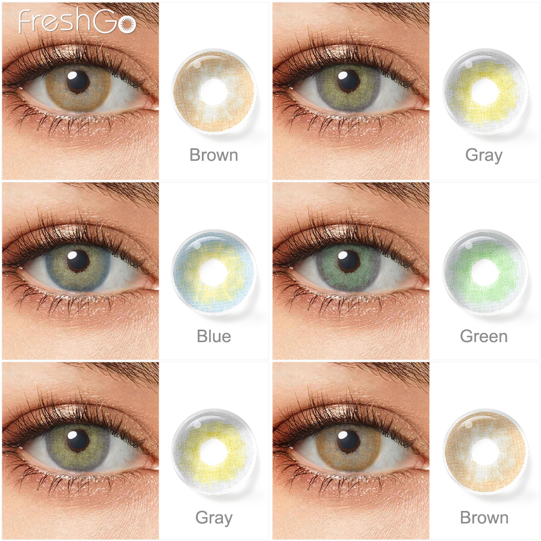 New Blue Coloured Contact Lenses Natural Freshgo Yearly Cosmetic Eye Color Contact Lens Soft Les Lentilles De Contact Des Yeux