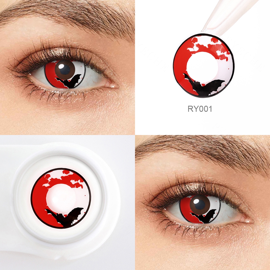 Free Shipping PSEYECHE Hot Selling  sharingan Contact Lenses Blood Bat Halloween Contacts Being Lucifer Cosplay Contacts
